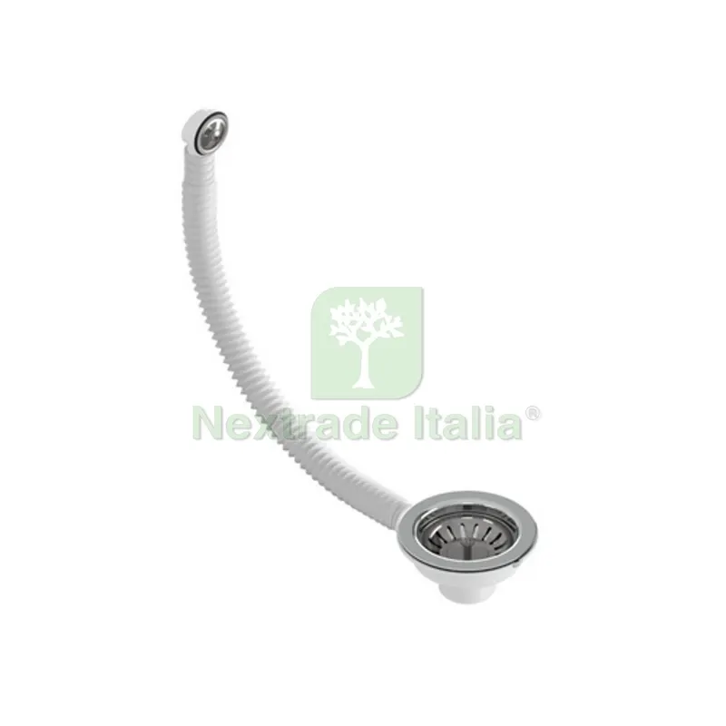 PILETTA CON CESTELLO HOOK FLEX C/TP PER LAVELLO CUCINA 1"1/2 x 110 troppop. rettangol — Scarichi e sifoni — rif. FERX.DIA371-B19510-CTR