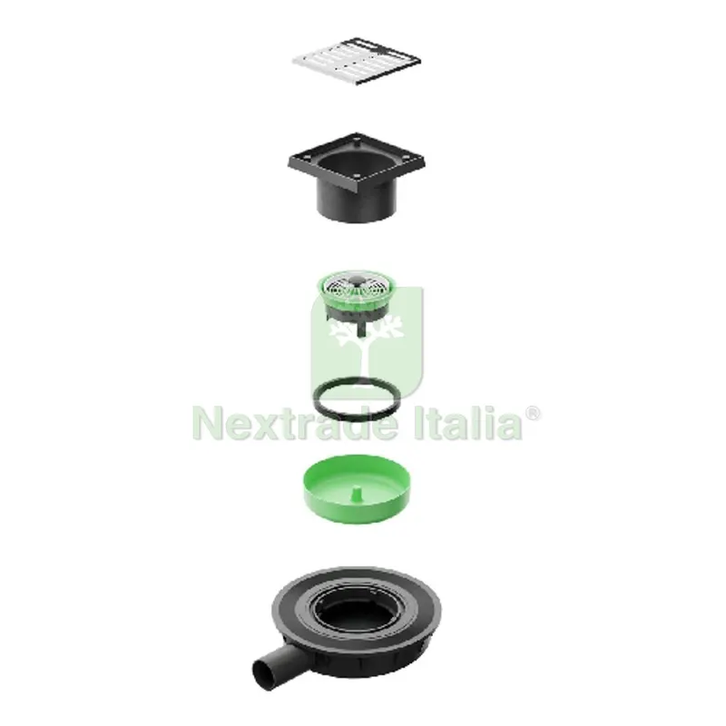 Piletta Mini Drain Scarico Pavimento Ultra Ribassato Sca D. 40 H. 45 mm 15x15 — Scarichi e sifoni — rif. FERX.DIA371-B6310IX-4015