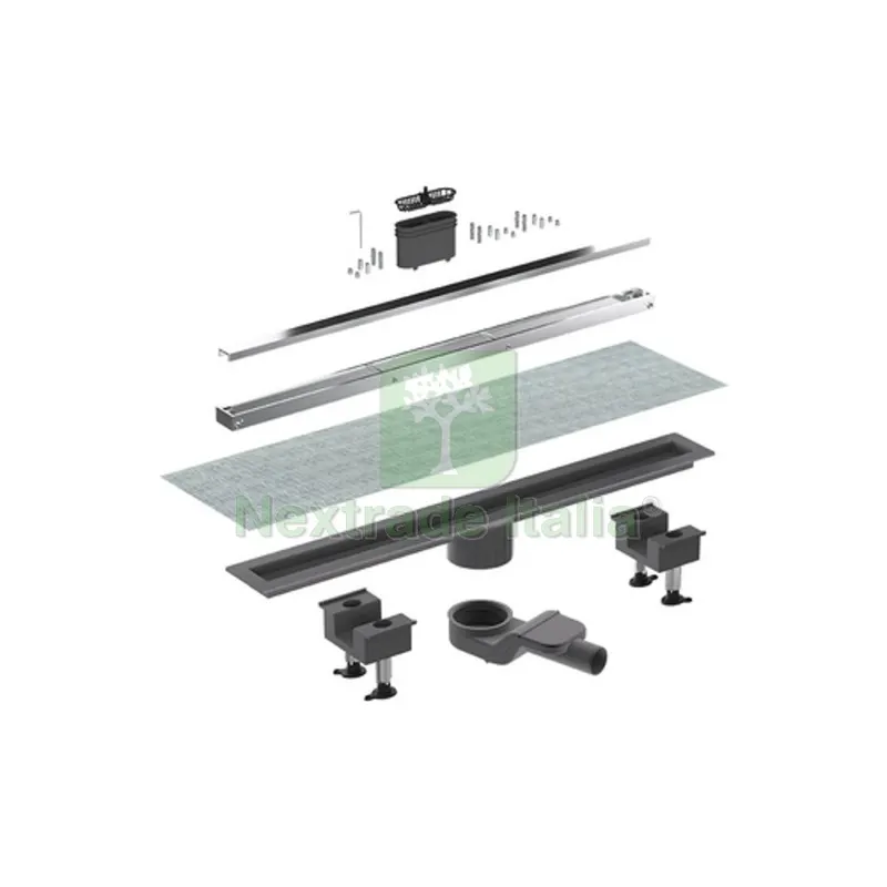 CANALETTA DOCCIA CANALISSIMA ALLUMINIO ORIZZONTALE KIT L. 20 cm — Scarichi e sifoni — rif. FERX.DIA371-B6825HL-020