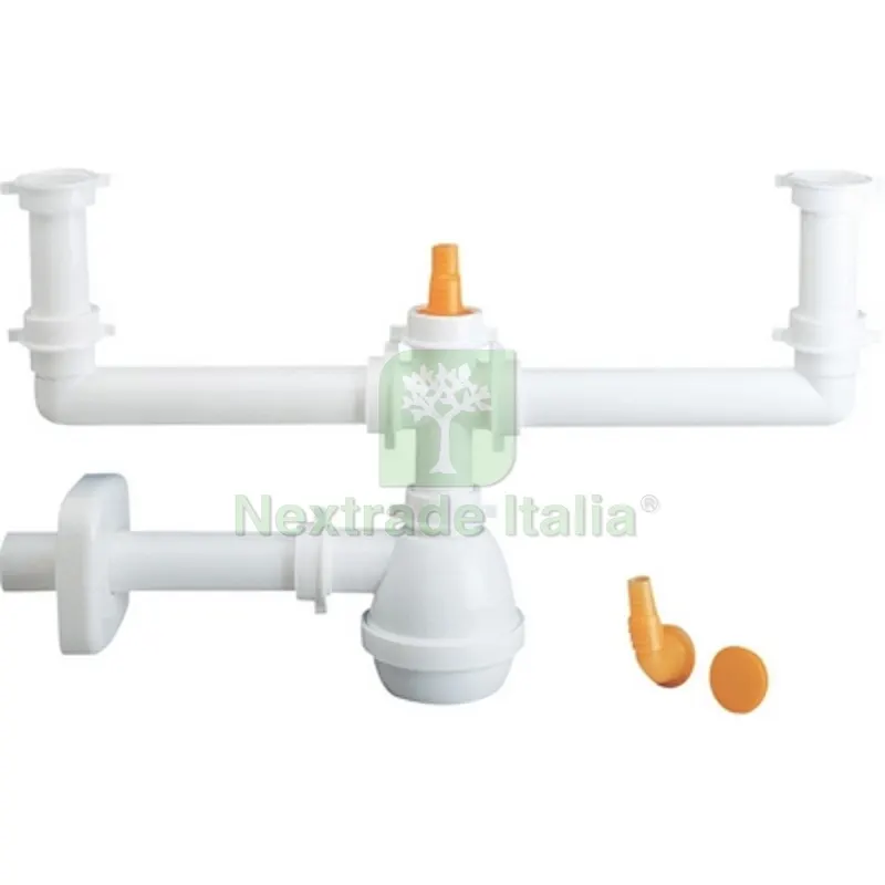 SIFONE TIPO M PER LAVELLI A 2 VIE CON ATTACCO LAVASTOVIGLIE VERTICALE 1"1/2 — Cucina e coltelleria — rif. FERX.DIA371-L14335