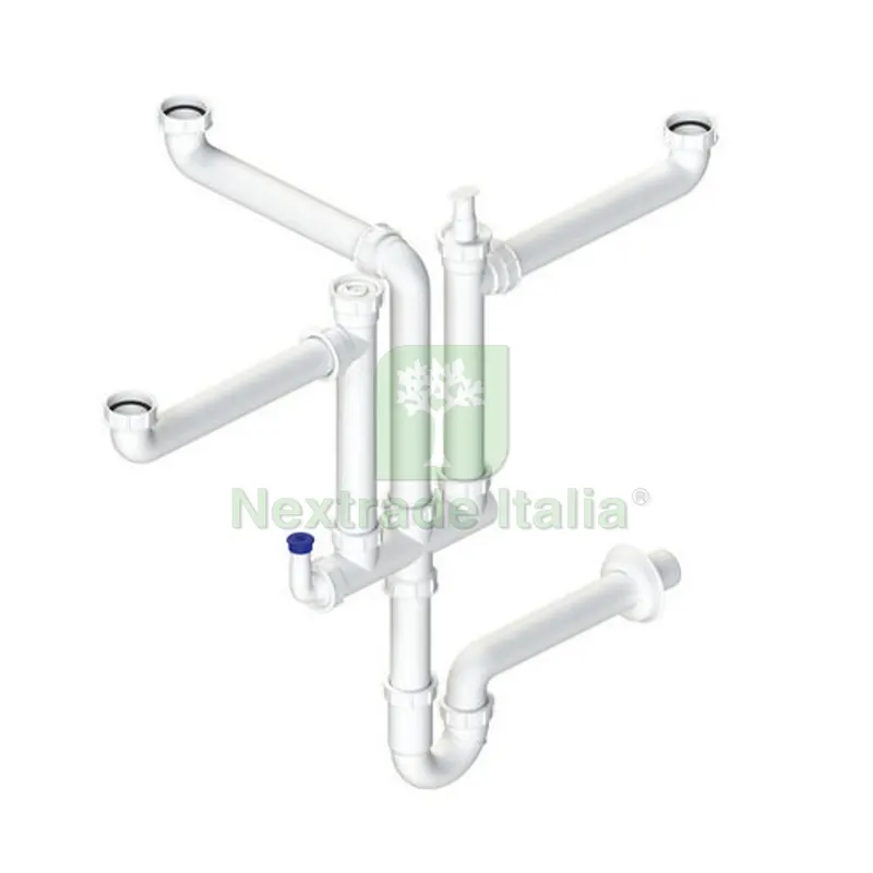 SIFONE A 3 VIE CON DOPPIO ATTACCO LAVASTOVIGLIE 1"1/2 — Cucina e coltelleria — rif. FERX.DIA371-M3601