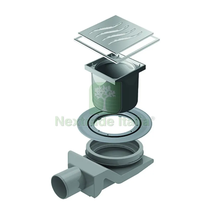 Canalina Scarico Doccia Quadrata Onda 10x10 — Scarichi e sifoni — rif. FERX.DIA371-P1803-10