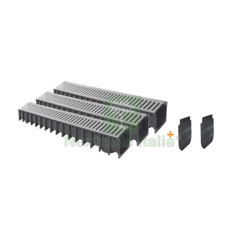 Kit 3 PZ Canale in PP con Griglia in Acciaio Zincato Ikarodrain 100x100 - 1000 mm — Scarichi e sifoni — rif. FERX.DIA380-5845-1010 Kit 3 PZ Canale in PP con Griglia in Acciaio Zincato Ikarodrain 100x100 - 1000 mm — Scarichi e sifoni — rif. FERX.DIA380-5845-1010