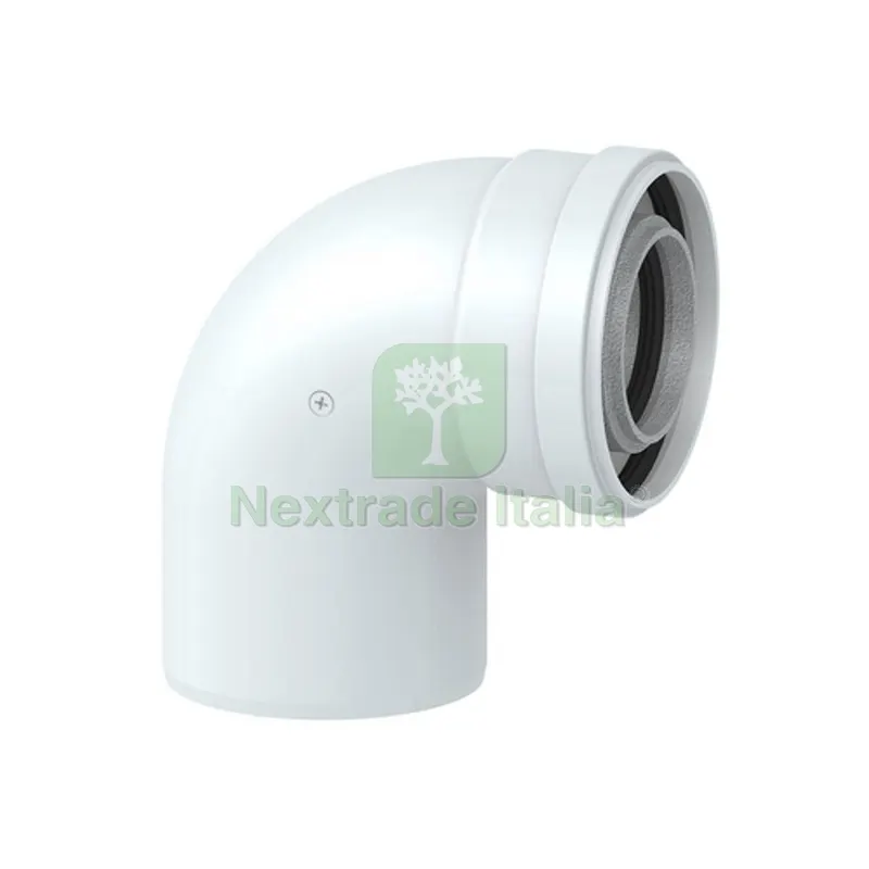 CURVA 90° DN 60/100 C/RACCORDO DN 60 M.M. (COASSIALE) Senza prese analisi fumi — Tubi e raccordi — rif. FERX.DIA409-500-S
