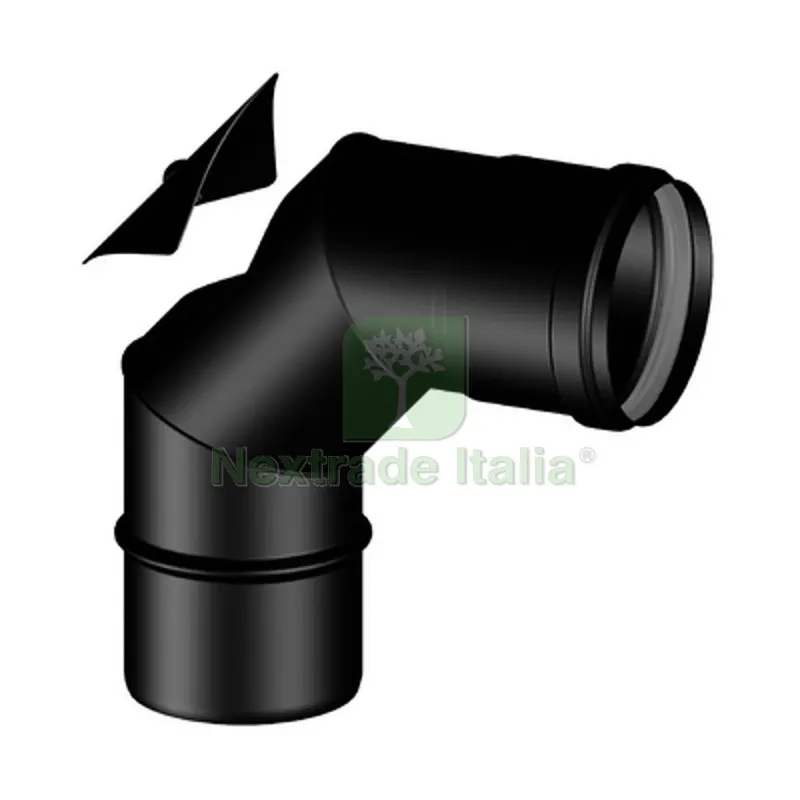 Curva 90° MF con Ispezione Pellet Smaltato Diam. 100 — Stufe e camini — rif. FERX.DIA409-BS221-100