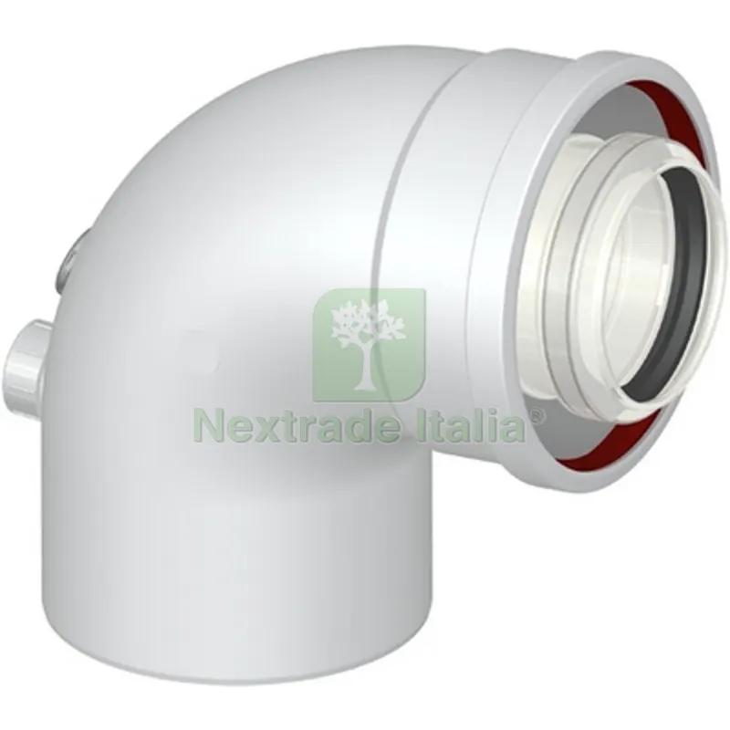 CURVA 87° COASSIALE M/F DN 60-100 CON PRESE ANALISI Diam. 60/100 — Tubi e raccordi — rif. FERX.DIA409-G2621