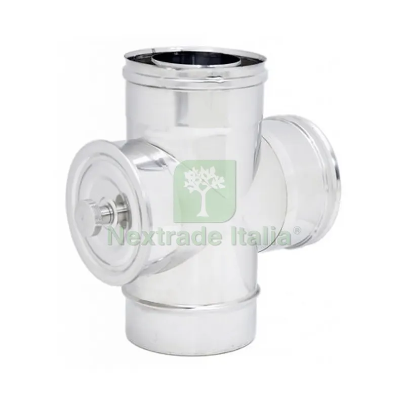 RACCORDO A T 90° CON ISPEZIONE DOPPIA PARETE INOX Diam. 100x150 — Tubi e raccordi — rif. FERX.DIA412-C790-100150 RACCORDO A T 90° CON ISPEZIONE DOPPIA PARETE INOX Diam. 100x150 — Tubi e raccordi — rif. FERX.DIA412-C790-100150