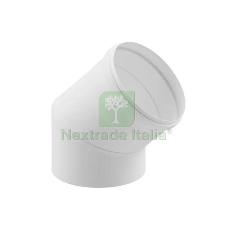 CURVA 45° IN ACCIAIO AISI 304L PER CAPPE Diam. 140 Bianco — Tubi e raccordi — rif. FERX.DIA412-MP023-B140 CURVA 45° IN ACCIAIO AISI 304L PER CAPPE Diam. 140 Bianco — Tubi e raccordi — rif. FERX.DIA412-MP023-B140