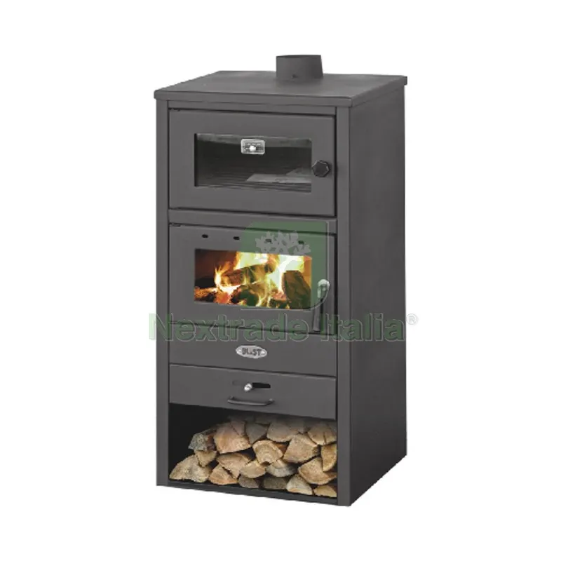 Stufa a Legna con Forno Giorgia 10-12 KW Nera — Stufe e camini — rif. FERX.DIA412-VLGIO-NE