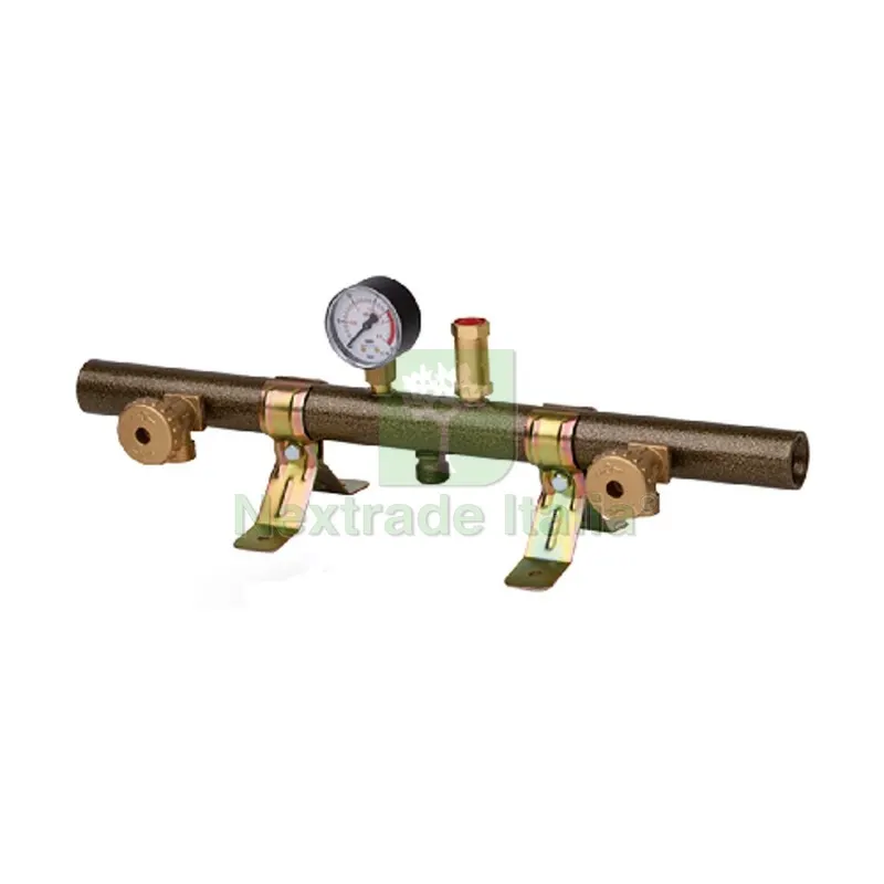 CENTRALINA GAS TUBOLARE 2 ELEMENTI CON MANOMETRO E VALVOLA W20x1/14"Sx — Rubinetti e valvole — rif. FERX.DIA420-F2103-02