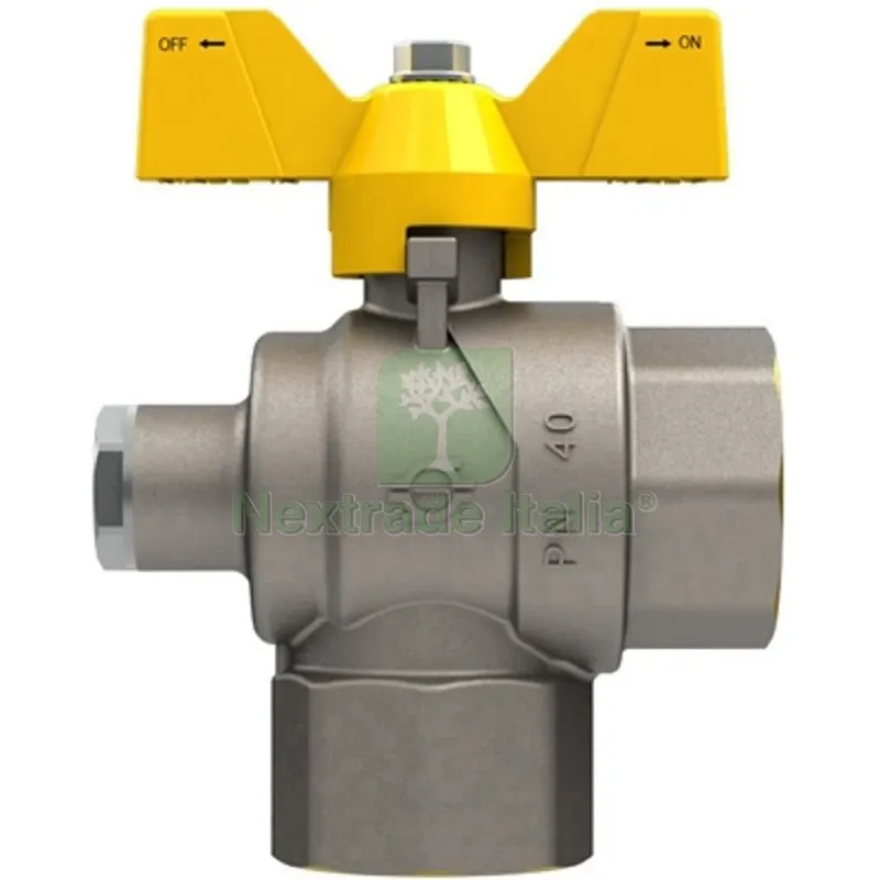 VALVOLA A SFERA GAS A SQUADRA FF CON FARFALLA E ATTACCO PRESSIONE 3/4" x 3/4" DN 20 — Rubinetti e valvole — rif. FERX.DIA424-5306-05
