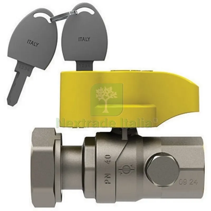 Valvola a Sfera GAS con Farf. e Serratura Futurgas Femmina - Girevole 1" x 1"1/4 DN 25 — Serrature e cilindri — rif. FERX.DIA424-5500-0607