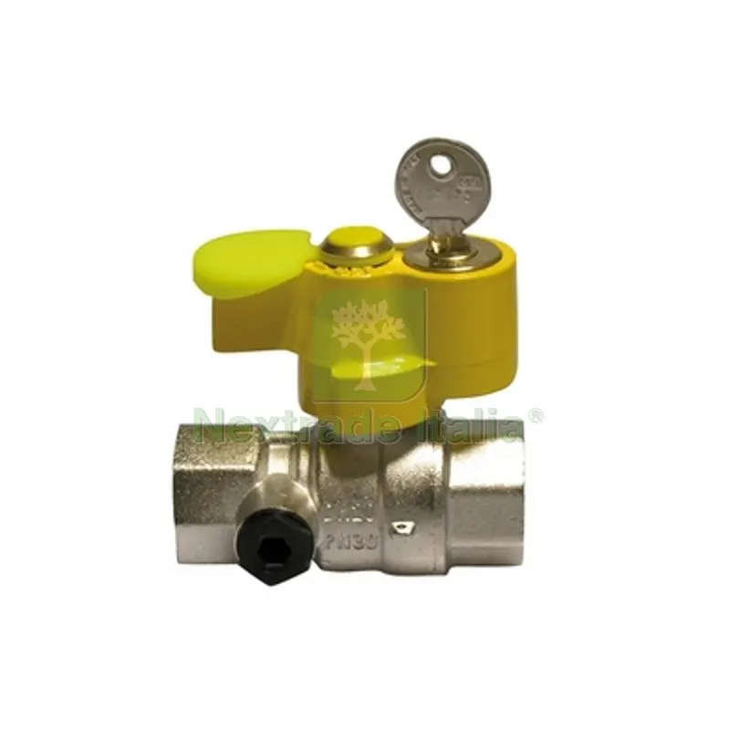 Valvola a Sfera GAS FF con Serratura e Presa di Pressione 3/4" DN 20 — Serrature e cilindri — rif. FERX.DIA424-9004-05