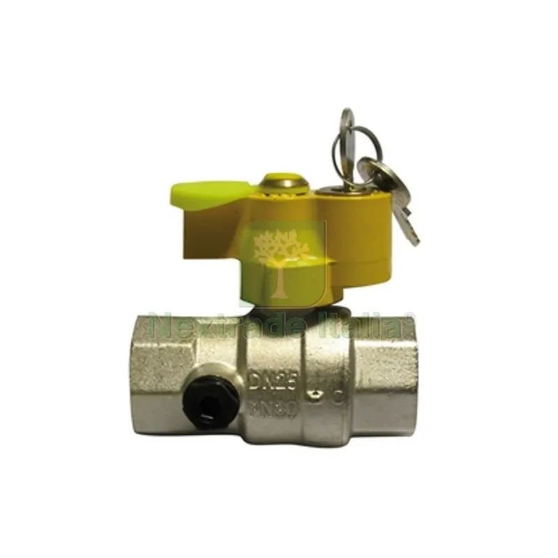 VALVOLA A SFERA GAS FF CON SERRATURA E PRESA PRESSIONE 1" DN 25 — Serrature e cilindri — rif. FERX.DIA424-9010-06