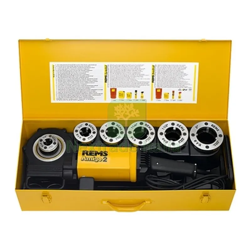 Filiera Elettrica Portatile Rems Amigo 2 Set R Fino a 2" 1/2 -2" — Maschi e filettatura manuale — rif. FERX.DIA502-R540020