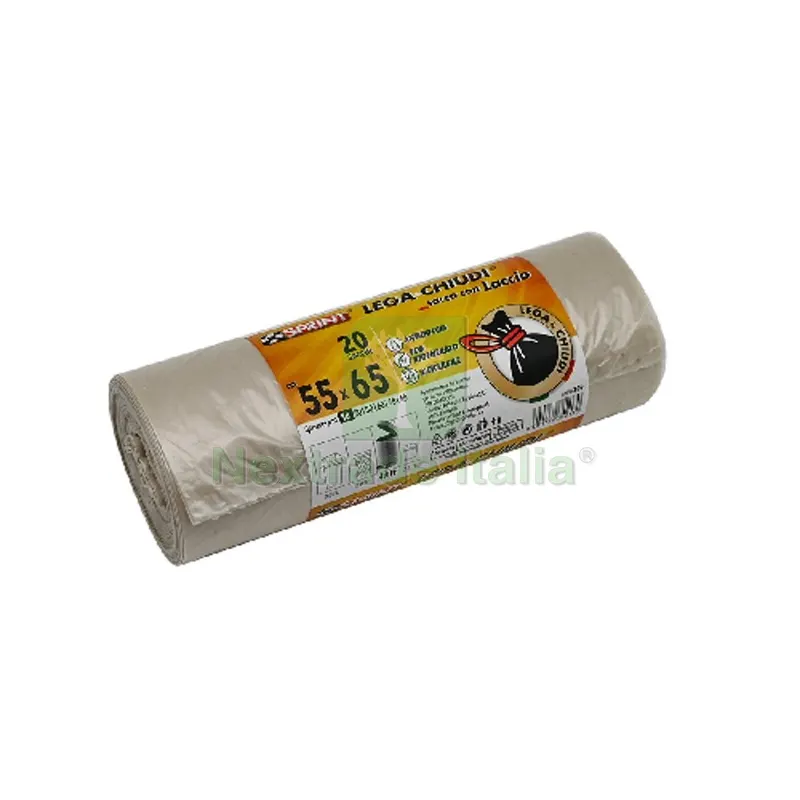 20 PZ Sacchi Spazzatura Lega e Chiudi C/Laccio Spessore 18 MY Nero cm 55 x 65 — Protezione piante e sementi — rif. FERX.DIA600-LP30-N5565