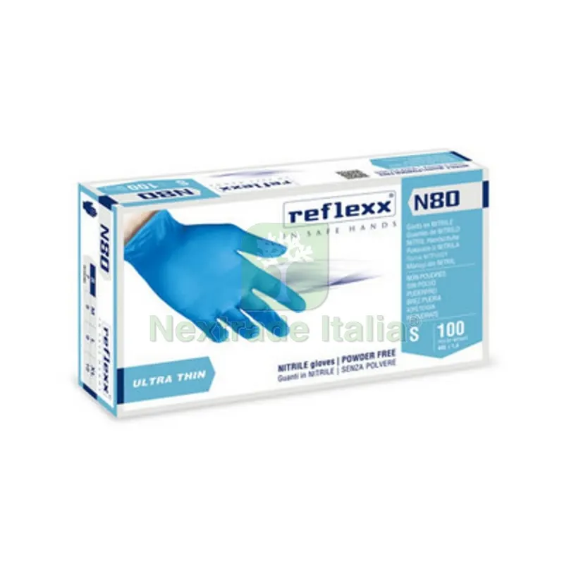 100 PZ GUANTI IN NITRILE ULTRA SOTTILI N80B Taglia M — Guanti da lavoro — rif. FERX.DIA600-RN80-M