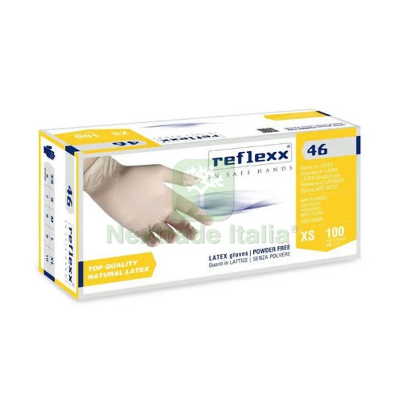 100 PZ Guanti in Lattice Senza Polvere R46 Taglia M — Guanti da lavoro — rif. FERX.DIA600-RR46-M