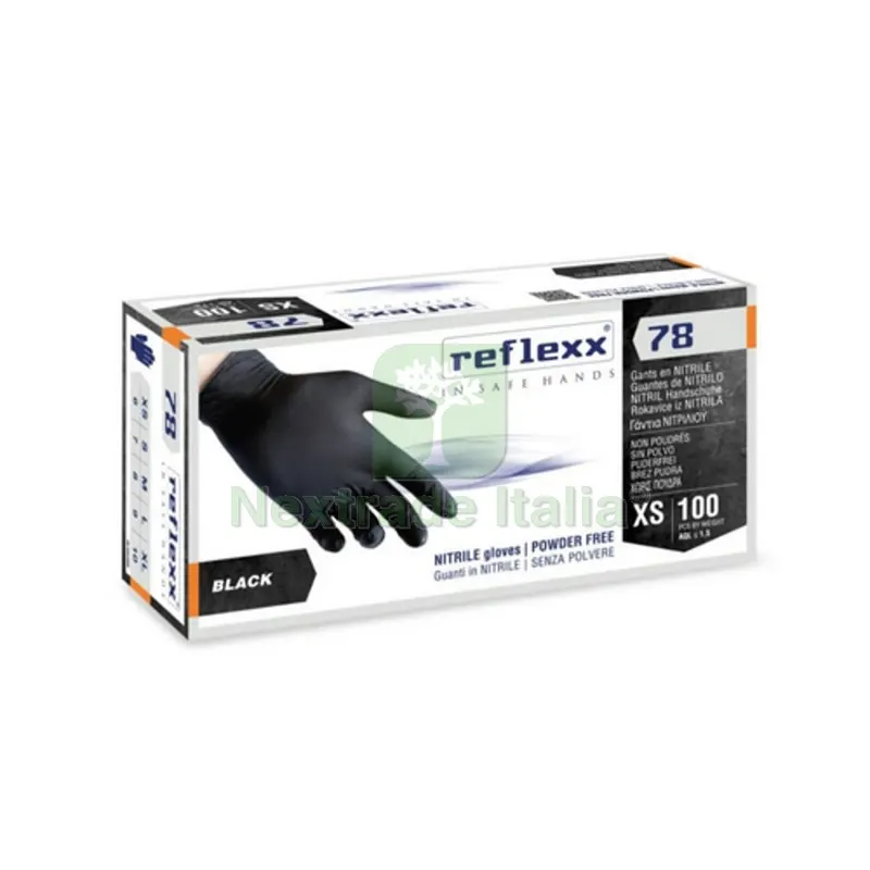 100 PZ Guanti in Nitrile Nero Senza Polvere R78 Taglia M — Guanti da lavoro — rif. FERX.DIA600-RR78-M 100 PZ Guanti in Nitrile Nero Senza Polvere R78 Taglia M — Guanti da lavoro — rif. FERX.DIA600-RR78-M