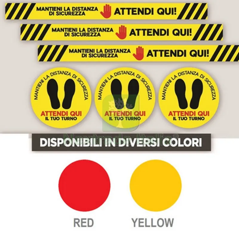ADESIVI SEGNALETICA DA PAVIMENTO PER DISTANZA DI SICUREZZA Rettangolare Red cm 100x8 — Utensili e segnaletica — rif. FERX.DIA600-SC105-RR