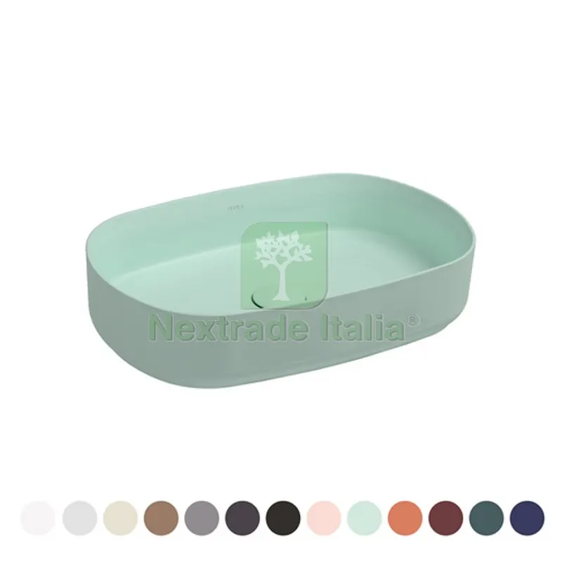 LAVABO D'APPOGGIO OVALE INFINITY Menta Opaco L. 55 cm — Sanitari e ceramiche — rif. FERX.DIAY182-NF112-MN55