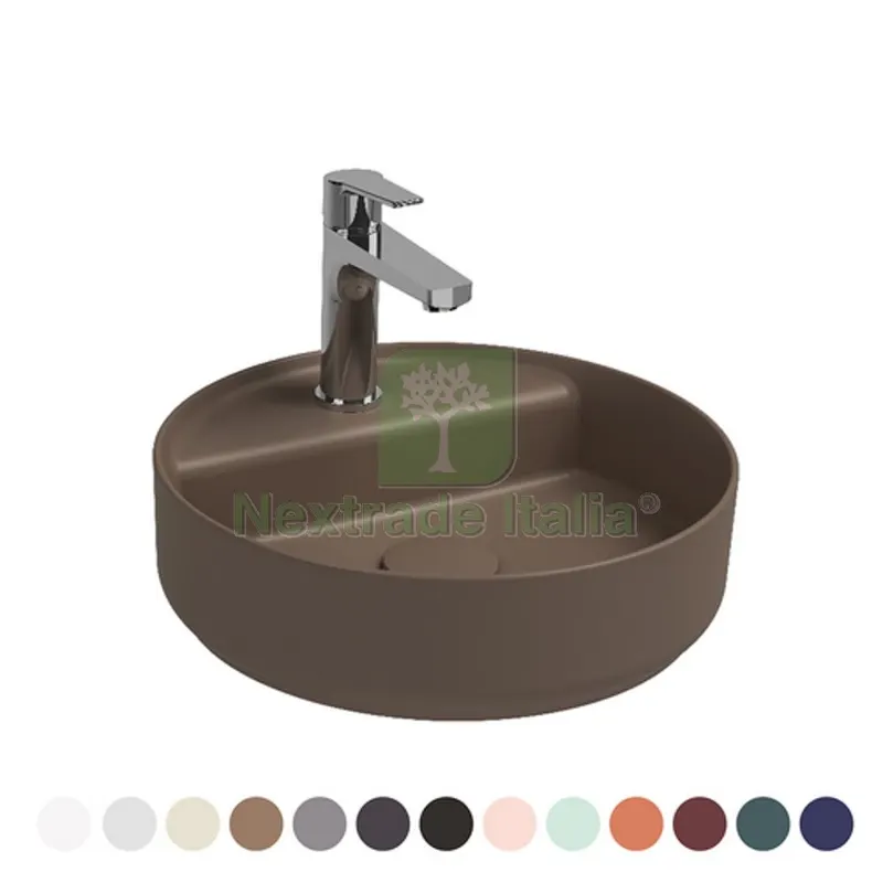 LAVABO D'APPOGGIO ROTONDO CON FORO RUBINETTO INFINITY Bianco Opaco L. 42 cm — Rubinetti e valvole — rif. FERX.DIAY182-NF120-BO42 LAVABO D'APPOGGIO ROTONDO CON FORO RUBINETTO INFINITY Bianco Opaco L. 42 cm — Rubinetti e valvole — rif. FERX.DIAY182-NF120-BO42