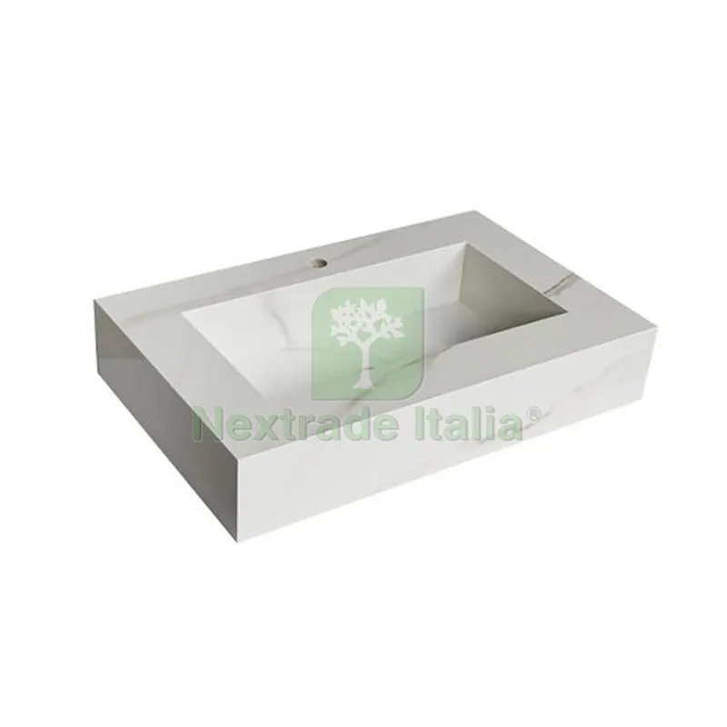 TOP LAVABO CON VASCA INTEGRATA SUBLIME Calacatta africa 50x120 — Sanitari e ceramiche — rif. FERX.DIAY185-STL1-CA120