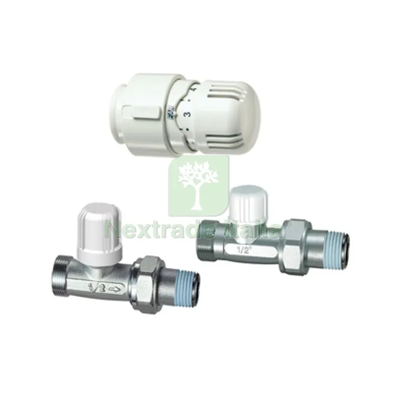 KIT VALVOLA + DETENTORE DIRITTO + TESTA TERMOSTATICA 3/8 — Caldaie e radiatori — rif. FERX.DIA321-1681-03