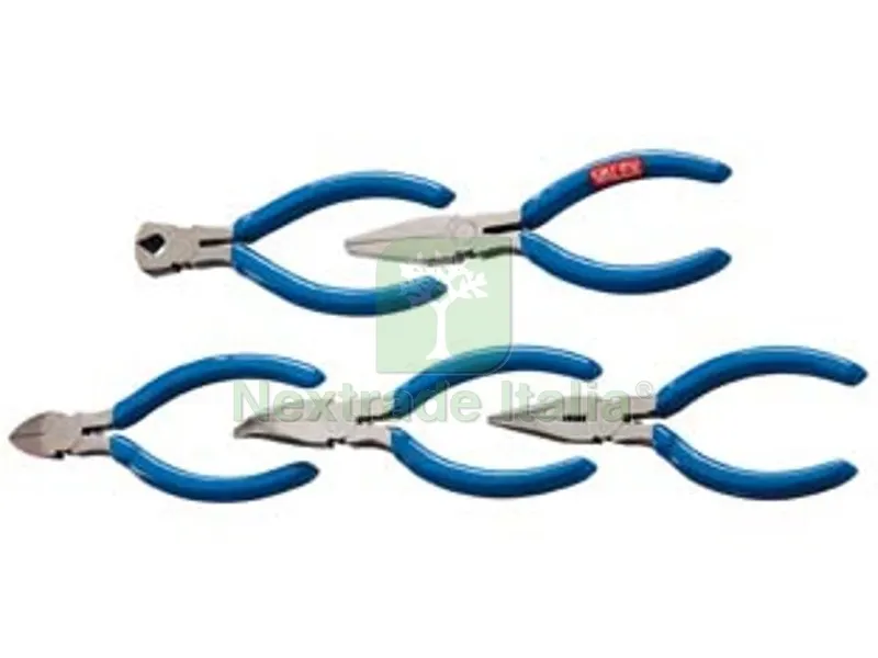 PINZA PER ELETTRONICA IN KIT 5 PEZZI - mm.120 in acciaio, manici isolati, in blister — Pinze e tronchesi — rif. FERX.FER71833