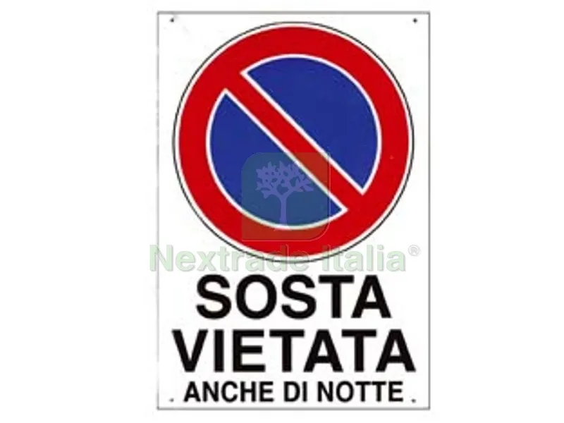 10PZ Cartello "sosta Vietata Anche di Notte" - cm.20x30h. i — Casalinghi e organizzazione — rif. FERX.FER49405