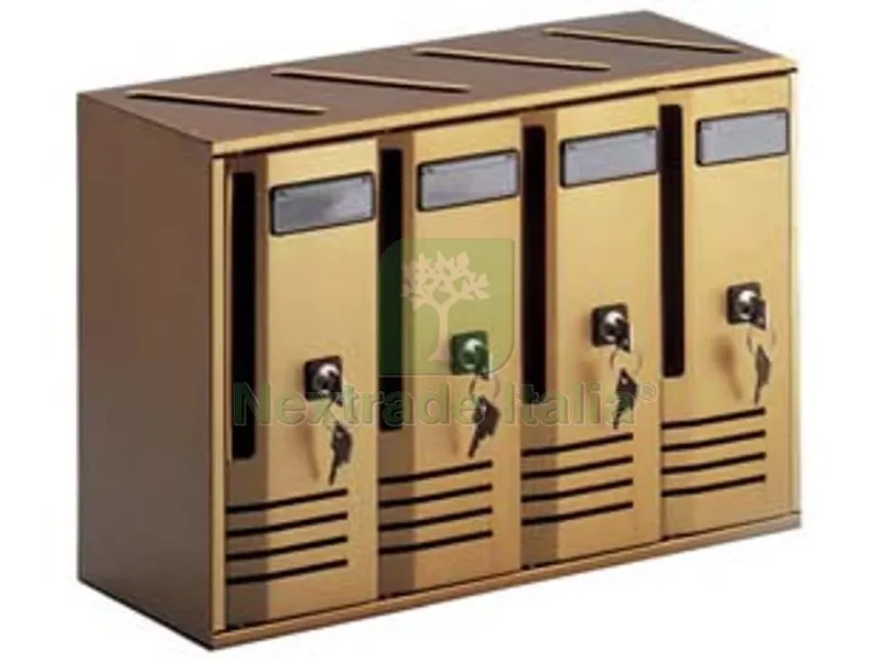 Blocchiera Serie Cubo 4 Cassette Postali per Interni - cm.42x17,5x30h. in alluminio anodizzato bronzo — Arredo — rif. FERX.FER80934 Blocchiera Serie Cubo 4 Cassette Postali per Interni - cm.42x17,5x30h. in alluminio anodizzato bronzo — Arredo — rif. FERX.FER80934