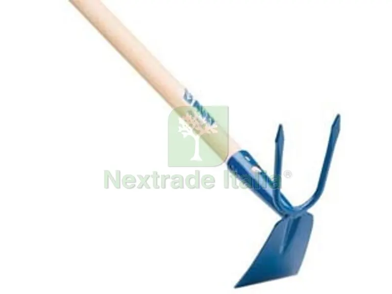 ZAPPINO QUADRO BIDENTE CON MANICO IN LEGNO in acciaio verniciato, con manico in legno da cm.120 — Attrezzi da giardino — rif. FERX.FER7030