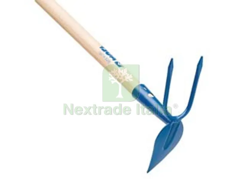 ZAPPINO CUORE BIDENTE CON MANICO IN LEGNO in acciaio verniciato, con manico in legno da cm.120 — Attrezzi da giardino — rif. FERX.FER7061
