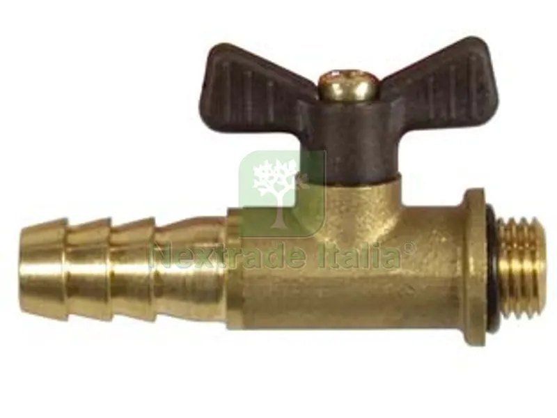 5PZ RUBINETTO A SFERA CON FARFALLA PER LANCIA IRRORAZIONE in ottone, per lance, attacco maschio 1/4" e con portagomma ? mm.12 — Tubi e raccordi — rif. FERX.FER83942