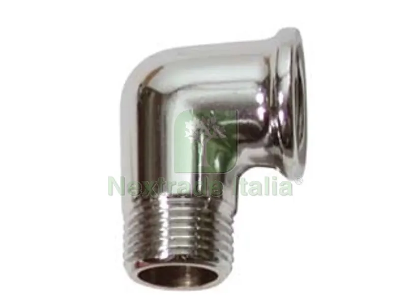 10PZ GOMITO MASCHIO FEMMINA OTTONE CROMATO - MF 1/2" — Tubi e raccordi — rif. FERX.FER92517