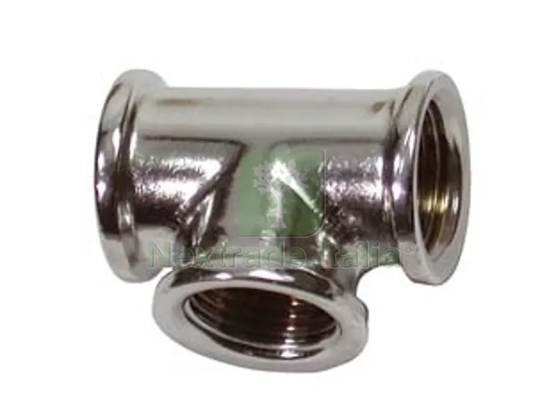 10PZ TEE FEMMINA FEMMINA OTTONE CROMATO - FF 1/2" — Tubi e raccordi — rif. FERX.FER92562