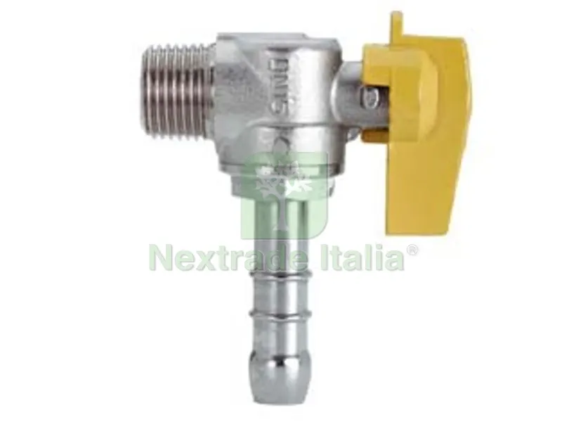 2PZ RUBINETTO GAS MASCHIO 1/2" PER METANO a squadro con portagomma ? mm.15 — Tubi e raccordi — rif. FERX.FER75916