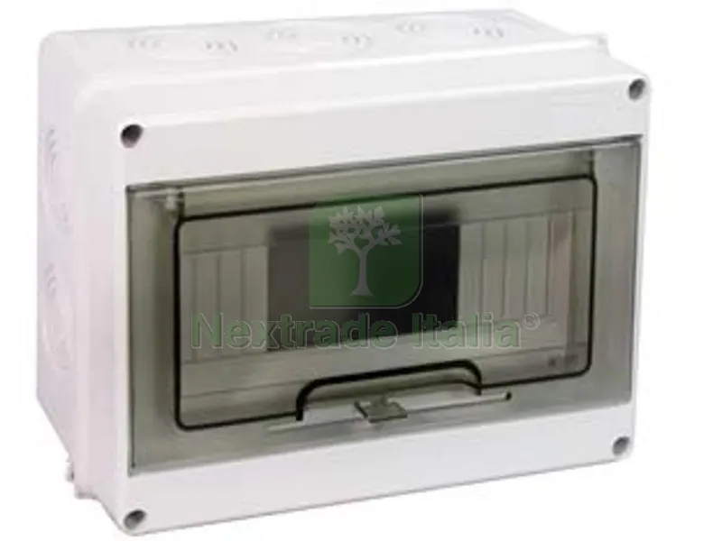 Centralino da Parete con Sportello Fume' IP65 "serie Italia" - mm.200x90x160h. per 4/8 moduli - 11W (92.08) — Canaline e centralini — rif. FERX.FER17039 Centralino da Parete con Sportello Fume' IP65 "serie Italia" - mm.200x90x160h. per 4/8 moduli - 11W (92.08) — Canaline e centralini — rif. FERX.FER17039