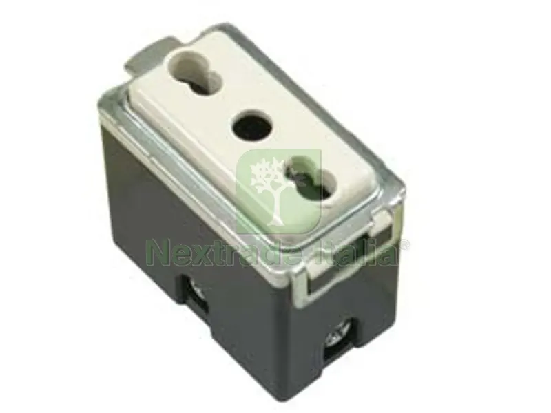 6PZ Presa Sicurezza Bivalente "venus" - 2 poli+terra 10/16A alveoli ? mm.4/5 (7079.N) — Interruttori e prese — rif. FERX.FER87995 6PZ Presa Sicurezza Bivalente "venus" - 2 poli+terra 10/16A alveoli ? mm.4/5 (7079.N) — Interruttori e prese — rif. FERX.FER87995