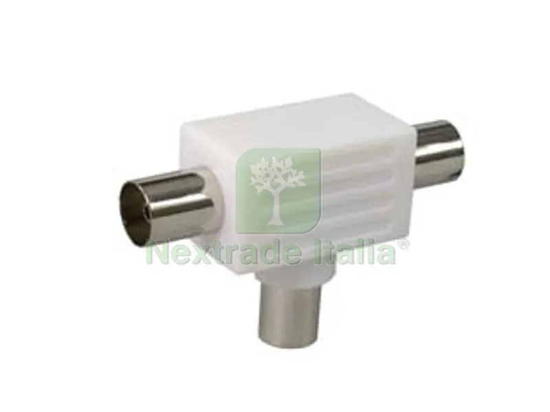 10PZ ADATTATORE TV COASSIALE - 1 spina + 2 prese mm.9,5 — Interruttori e prese — rif. FERX.FER87087
