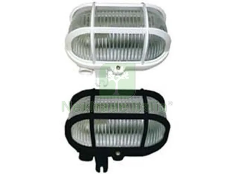2PZ PLAFONIERA OVALE CON GABBIA - max 40w IP44 - mm.185x107x105h. colore nero — Illuminazione — rif. FERX.FER3858
