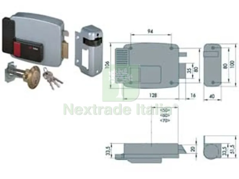 elettroserratura per porte in legno con pulsante interno 11610 - mm.50 dx (11610501) — Serrature e cilindri — rif. FERX.FER65009