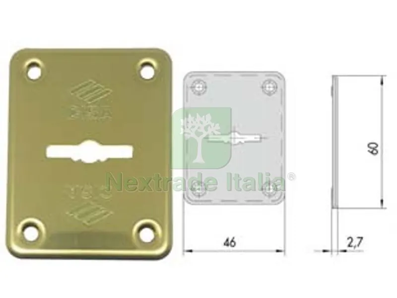6PZ bocchetta in ottone dx e sx per esterno 06082 00 - mm.46x60, spessore mm.2,7 (06082000) — Serrature e cilindri — rif. FERX.FER64736 6PZ bocchetta in ottone dx e sx per esterno 06082 00 - mm.46x60, spessore mm.2,7 (06082000) — Serrature e cilindri — rif. FERX.FER64736