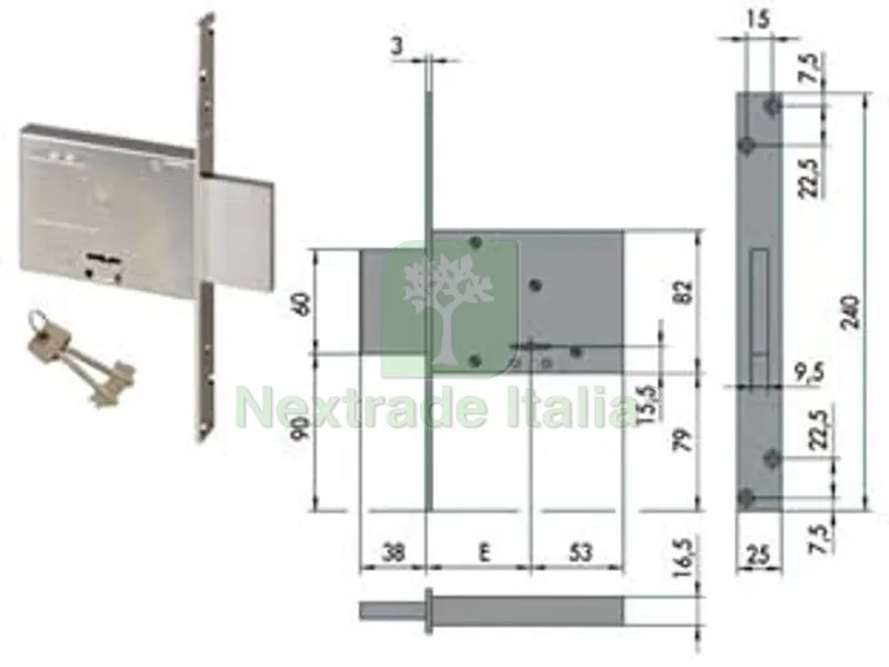 serratura da infilare doppia mappa 57013 - mm.60 (57013600) — Chiavi grezze e duplicati — rif. FERX.FER84147 serratura da infilare doppia mappa 57013 - mm.60 (57013600) — Chiavi grezze e duplicati — rif. FERX.FER84147