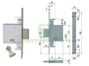 serratura triplice da infilare doppia mappa 57015 - mm.60 (57015600) — Chiavi grezze e duplicati — rif. FERX.FER64514 serratura triplice da infilare doppia mappa 57015 - mm.60 (57015600) — Chiavi grezze e duplicati — rif. FERX.FER64514