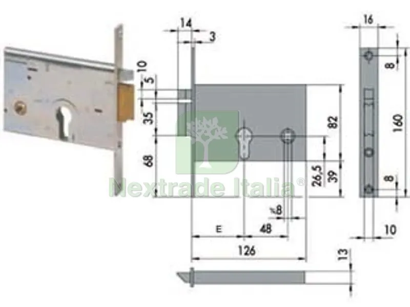 elettroserratura da infilare per fasce mm.82 h 14010 - mm.60 sx (14010602) — Serrature e cilindri — rif. FERX.FER66693 elettroserratura da infilare per fasce mm.82 h 14010 - mm.60 sx (14010602) — Serrature e cilindri — rif. FERX.FER66693