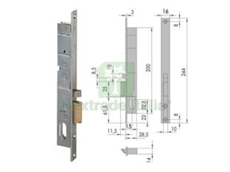 Elettroserratura da Infilare per Montanti 14020 - mm.15 SX (14020152) — Serrature e cilindri — rif. FERX.FER65290