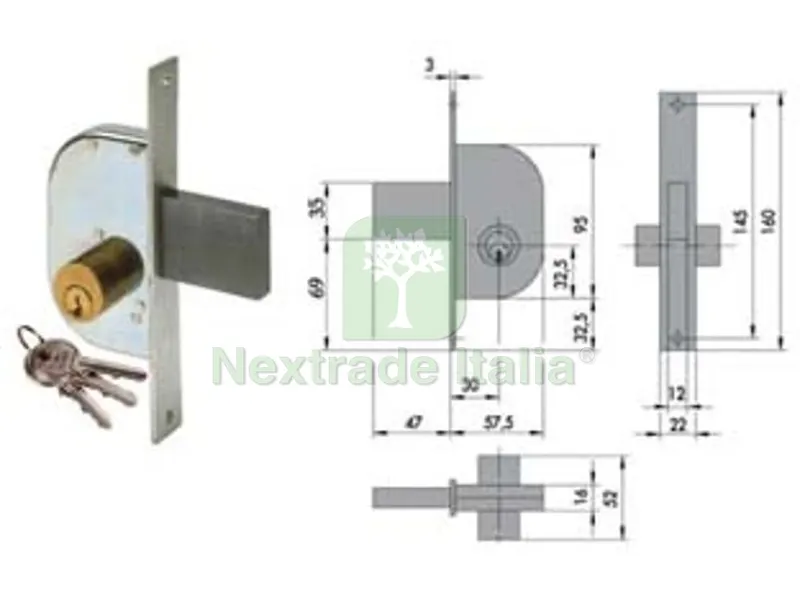 2PZ serratura da infilare per cancelli solo scrocco 42110 - mm.30 (42110300) — Serrature e cilindri — rif. FERX.FER65405 2PZ serratura da infilare per cancelli solo scrocco 42110 - mm.30 (42110300) — Serrature e cilindri — rif. FERX.FER65405