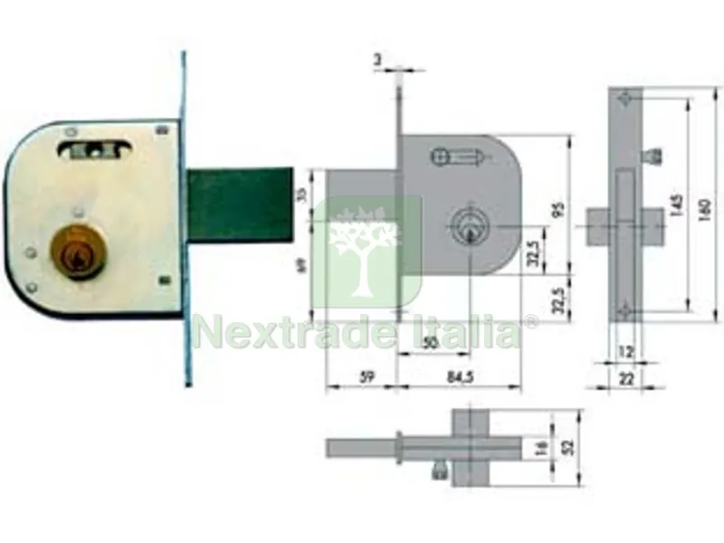 2PZ serratura infilare per cancelli catenaccio e scrocco con nottol. 42030 - mm.50 dx/sx reversibile (42030500) — Lucchetti e catene — rif. FERX.FER65368 2PZ serratura infilare per cancelli catenaccio e scrocco con nottol. 42030 - mm.50 dx/sx reversibile (42030500) — Lucchetti e catene — rif. FERX.FER65368