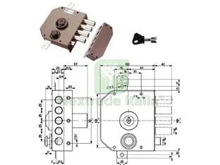 Serratura Triplice da Applicare con Scrocco a Pompa 30630 - mm.60 SX cilindro ? mm.34 (30630VS60X) — Serrature e cilindri — rif. FERX.FER141420 Serratura Triplice da Applicare con Scrocco a Pompa 30630 - mm.60 SX cilindro ? mm.34 (30630VS60X) — Serrature e cilindri — rif. FERX.FER141420